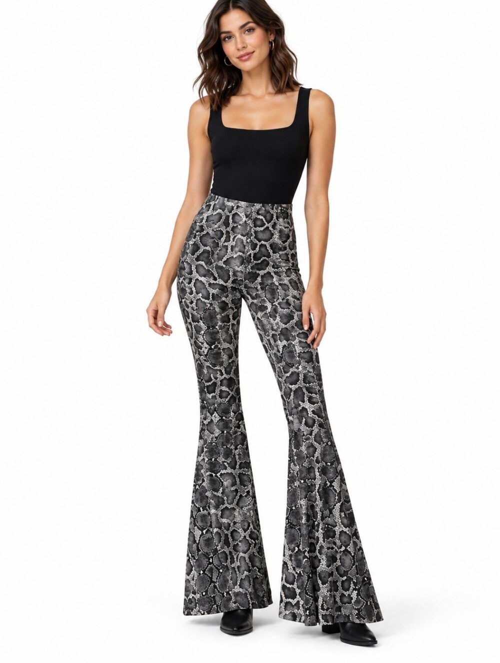 Show Me Your Mumu Snake Print High Rise Flare Bell Bottom Pants Medium